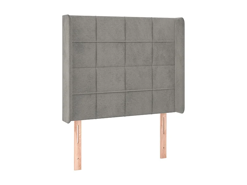 Tête de lit avec oreilles Gris clair 93x16x118/128 cm Velours POI74861 BonneVie Meuble