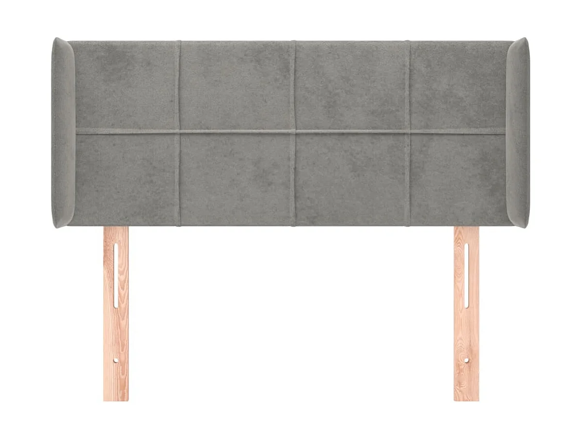 Cabeceira de cama c/ abas veludo 93x16x78/88 cm cinzento-claro PT602526