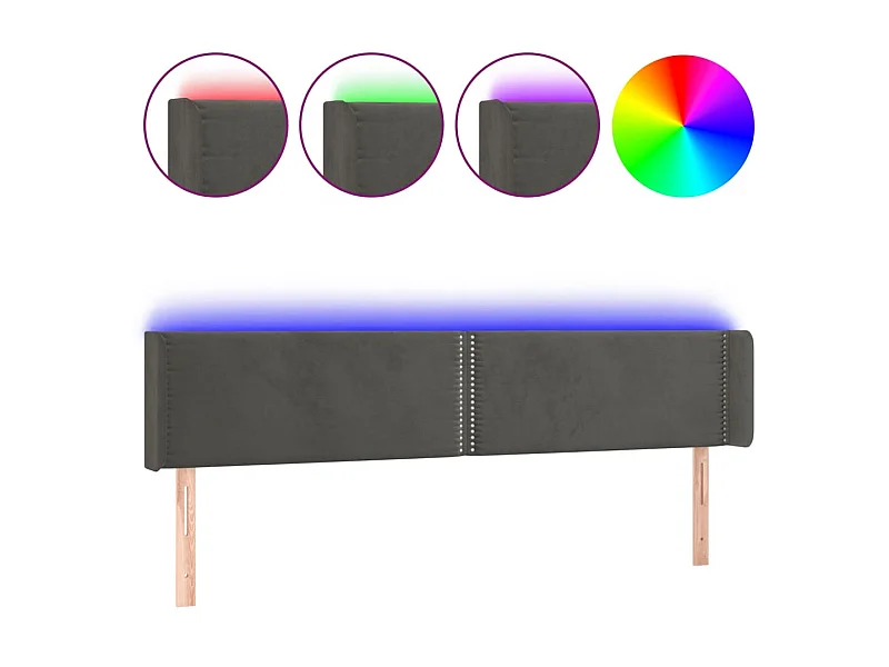 Hoofdbord LED 183x16x78/88 cm fluweel donkergrijs NL407494