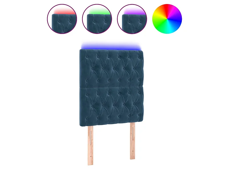 Testiera a LED Blu scuro 80x7x118/128 cm in Velluto CFW332027