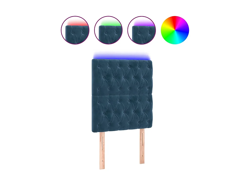 Tête de lit à LED Bleu foncé 80x7x118/128 cm Velours POI82552 BonneVie Meuble
