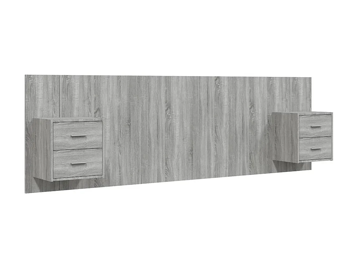 Tête de lit avec armoires sonoma gris Bois d'ingénierie POI73035 BonneVie Meuble