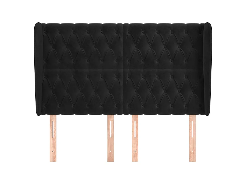 Kopfteil,Bettkopfteil mit Ohren Schwarz 163x23x118/128 cm Samt -gkd969080