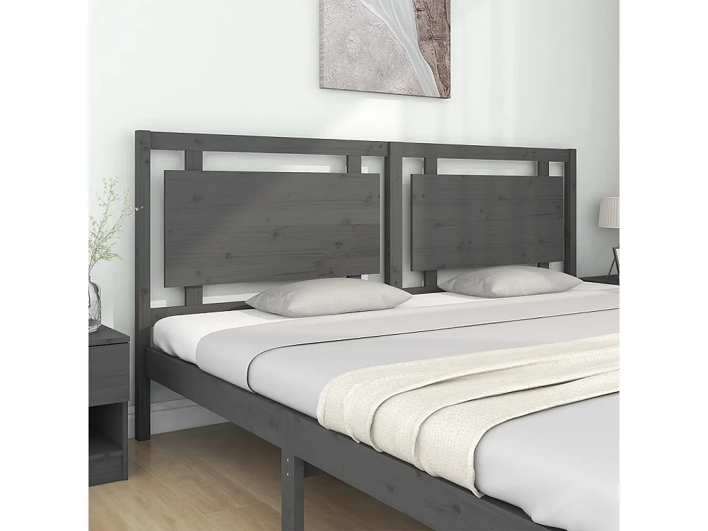 Testiera | Testata del letto per Letto Grigia 205,5x4x100 cm Legno Massello di Pino