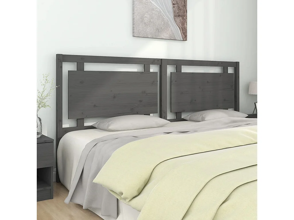 Tête de lit Gris 205,5x4x100 cm Bois massif de pin POI84543 BonneVie Meuble