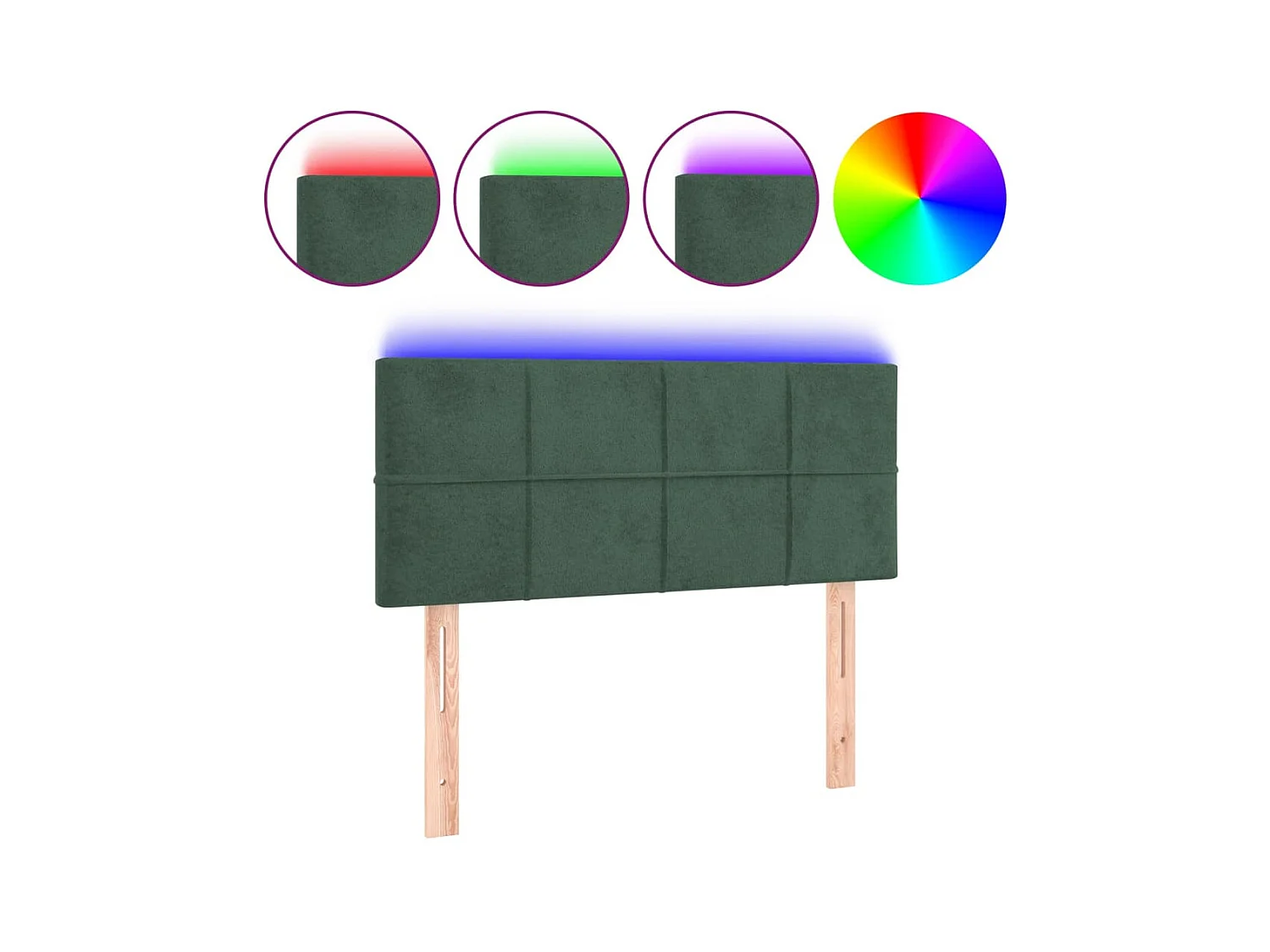 Testiera | Testata del letto a LED Verde scuro 90x5x78/88 cm in Similpelle