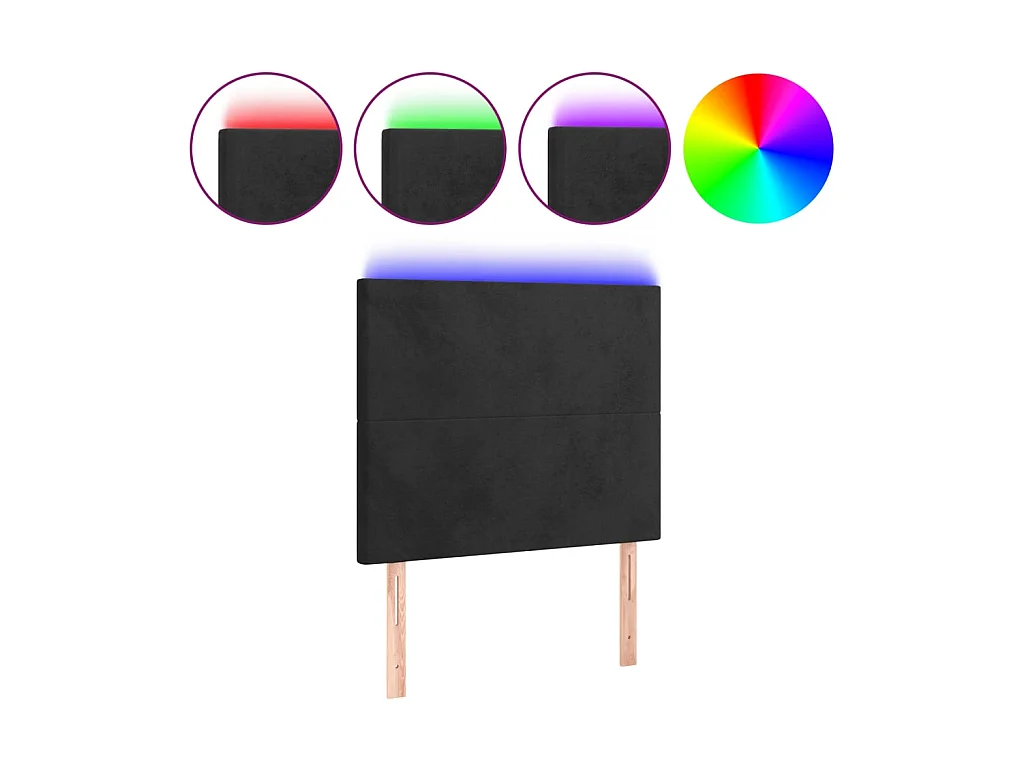 Tête de lit à LED Noir 100x5x118/128 cm Velours POI45747 BonneVie Meuble