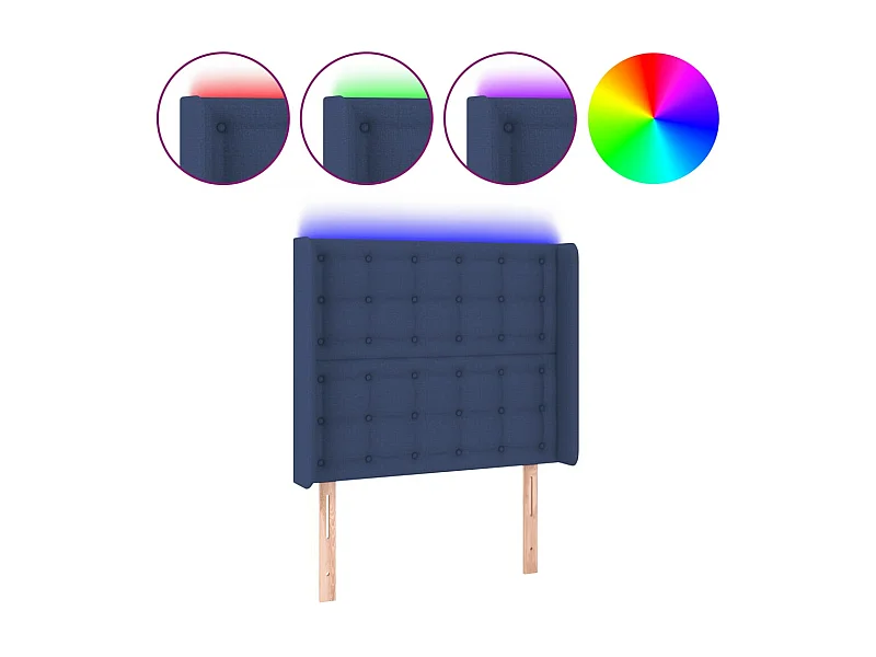 Tête de lit à LED Bleu 93x16x118,128 cm Tissu LWE47673 BonneVie Meuble