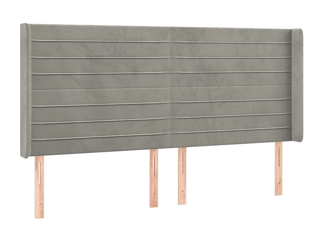 Tête de lit à LED Gris clair 203x16x118/128 cm Velours POI44333 BonneVie Meuble