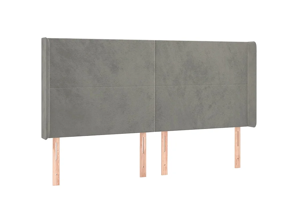 Tête de lit à LED Gris clair 163x16x118/128 cm Velours POI21308 BonneVie Meuble