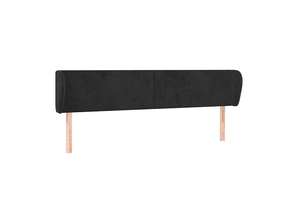 Tête de lit avec oreilles Noir 163x23x78/88 cm Velours POI70131 BonneVie Meuble