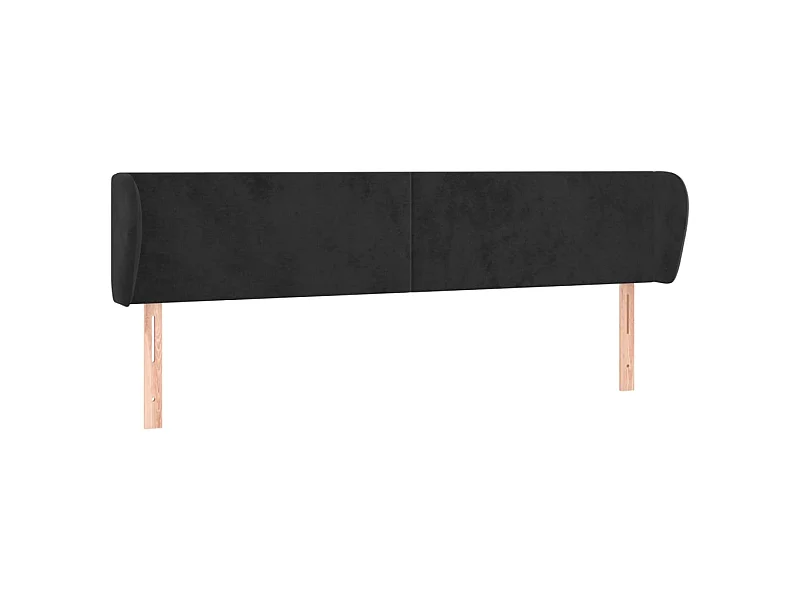 Tête de lit avec oreilles Noir 163x23x78/88 cm Velours POI70131 BonneVie Meuble