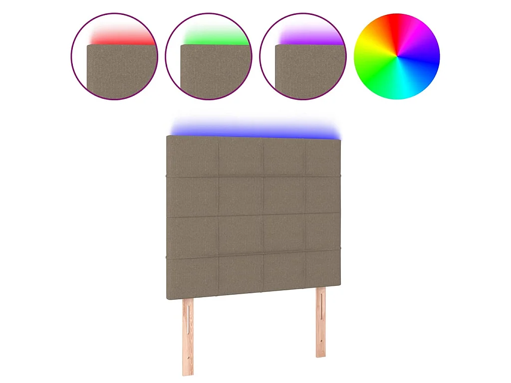 Tête de lit à LED Taupe 80x5x118/128 cm Tissu POI65320 BonneVie Meuble