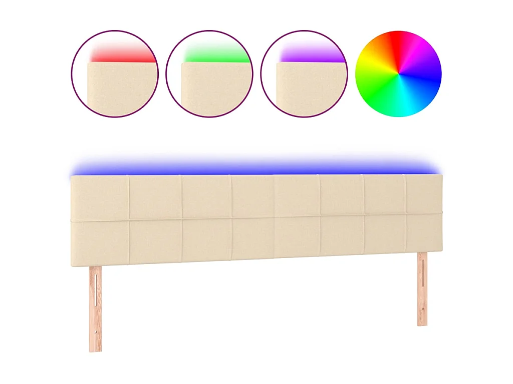 Tête de lit à LED Crème 200x5x78,88 cm Tissu PEWV62125 BonneVie Meuble