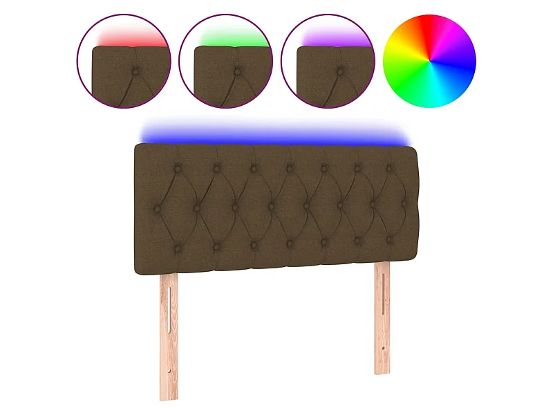 Tête de lit à LED Marron foncé 100x7x78/88 cm Tissu POI59190 BonneVie Meuble