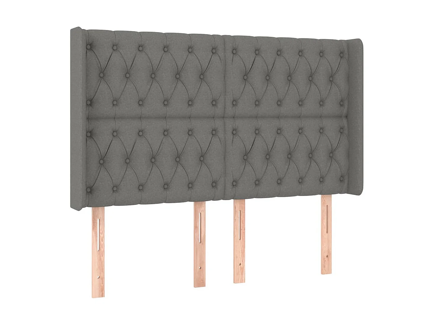 Cabeceira cama c/ abas tecido 147x16x118/128 cm cinzento-escuro PT343920