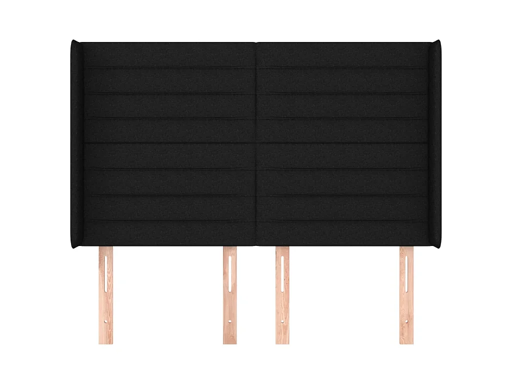 Tête de lit avec oreilles Noir 147x16x118/128 cm Tissu POI81004 BonneVie Meuble