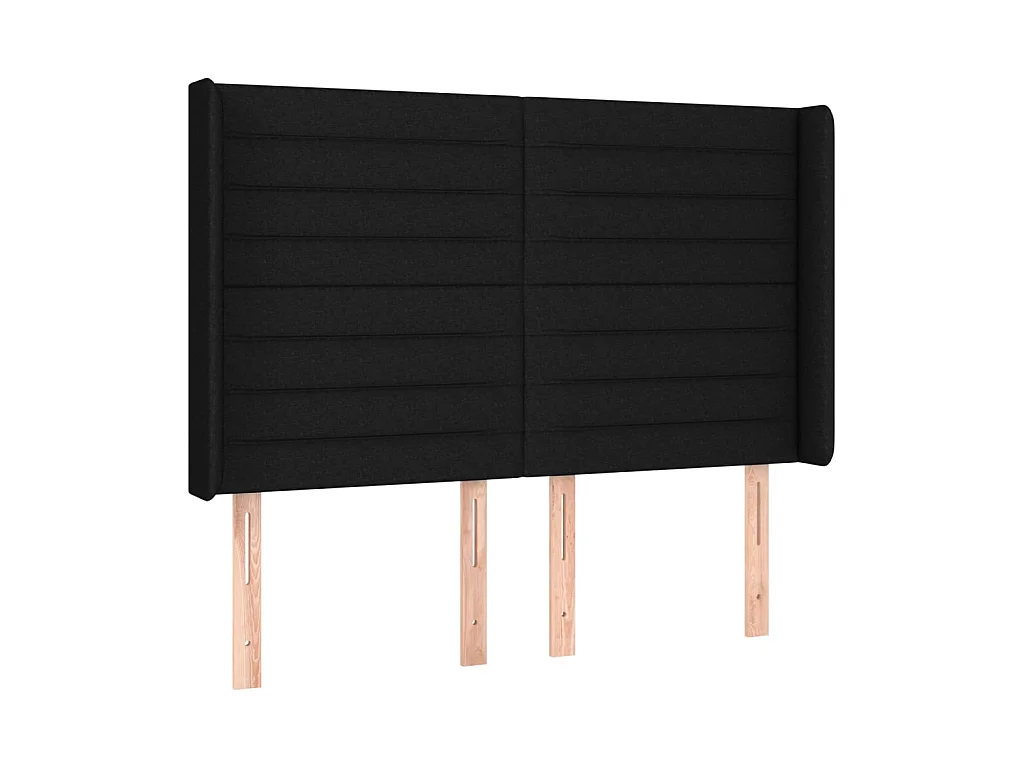 Testiera | Testata del letto ad Orecchio Nera 147x16x118/128 cm in Tessuto