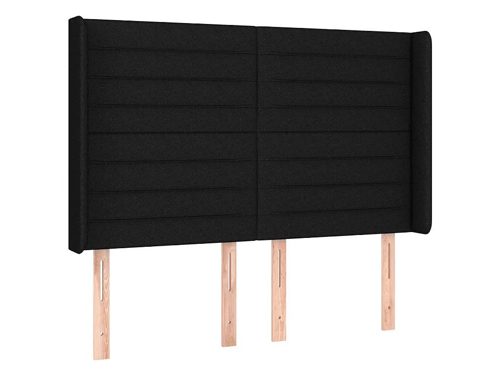 Tête de lit avec oreilles Noir 147x16x118/128 cm Tissu POI81004 BonneVie Meuble