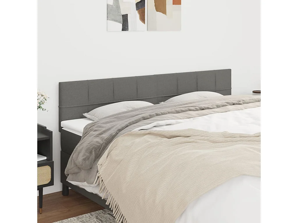 Têtes de lit 2 pcs Gris foncé 100x5x78/88 cm Tissu POI75814 BonneVie Meuble