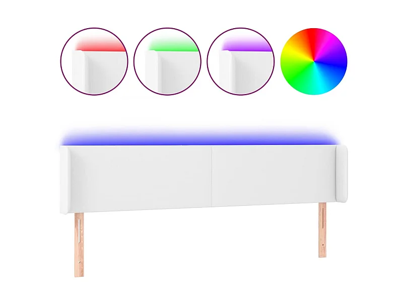 Cabecero con LED cuero sintético blanco 163x16x78/88 cm ES47709