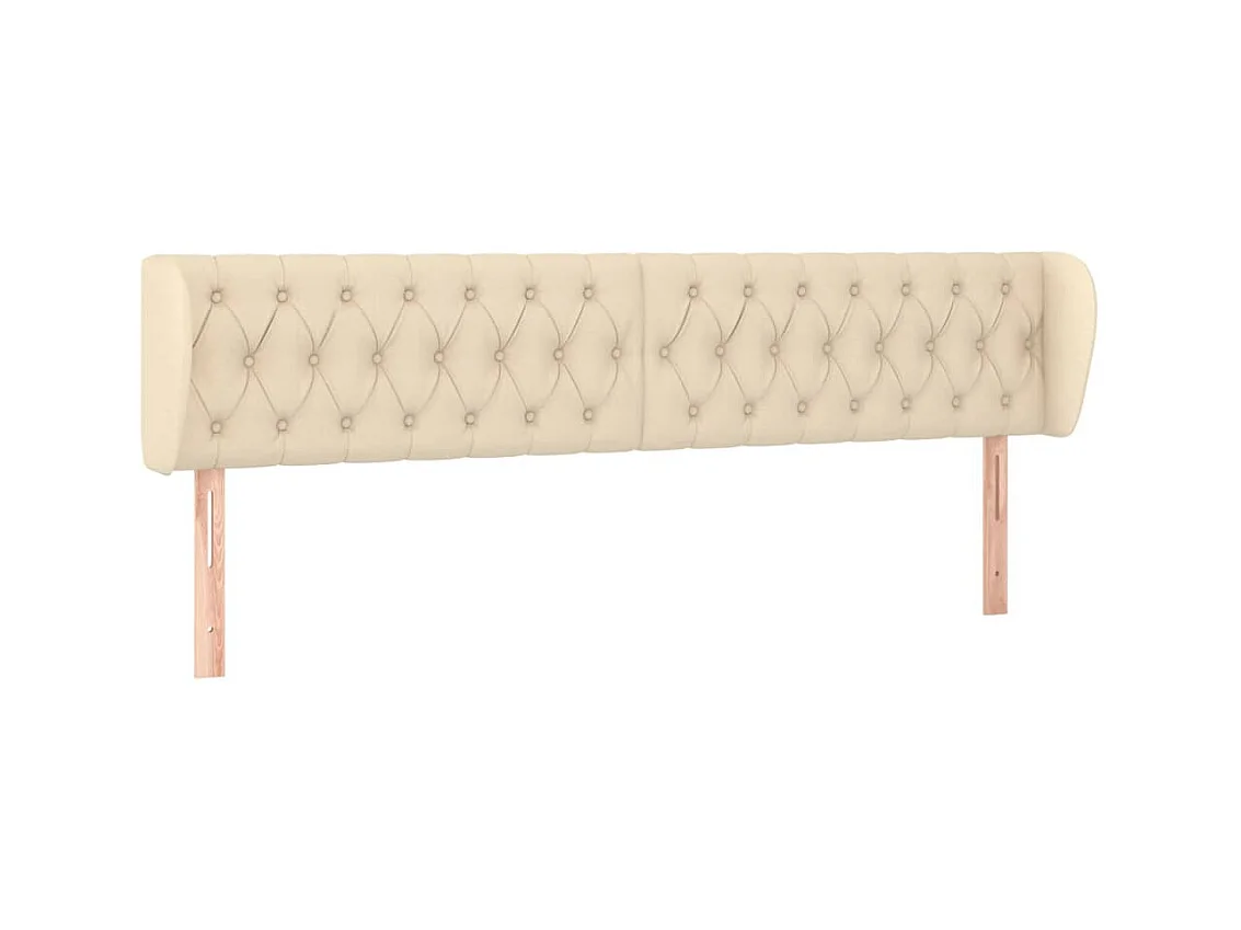 Testiera | Testata del letto ad Orecchio Crema 203x23x78/88 cm in Tessuto