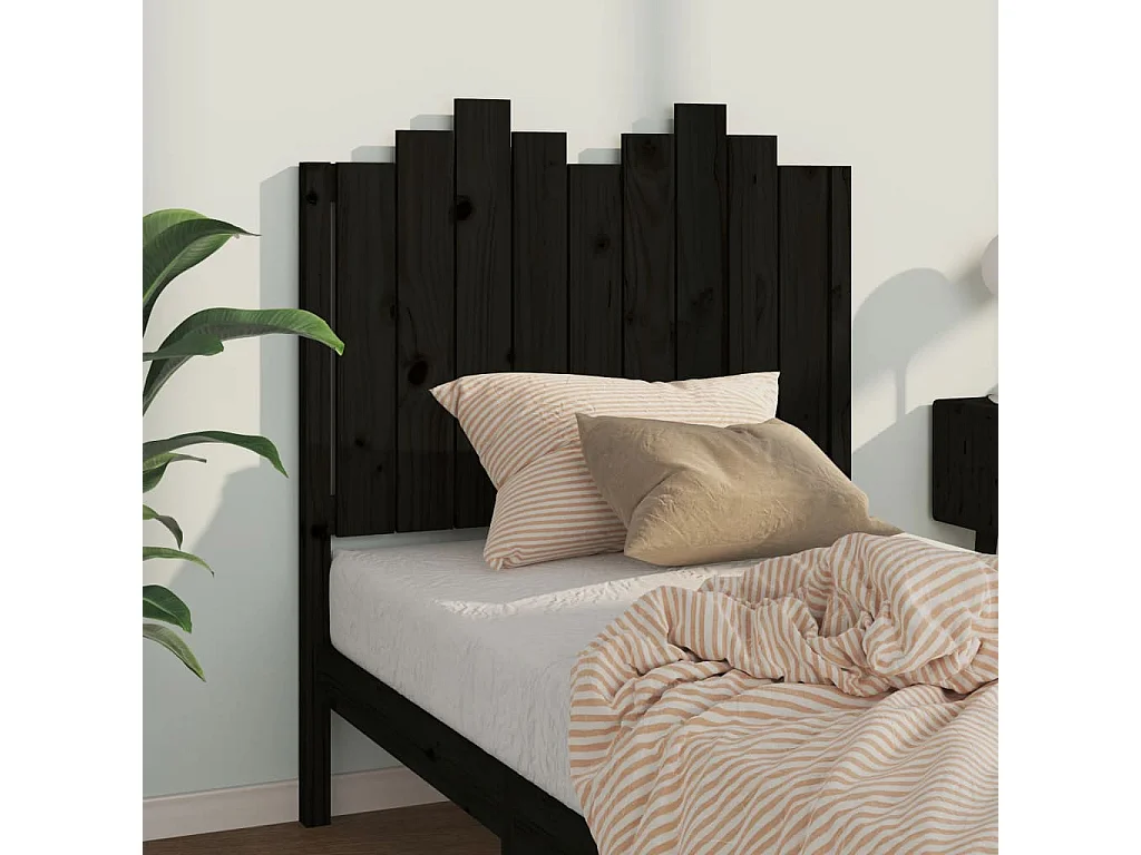 Cabecero de cama madera maciza de pino negro 96x4x110 cm ES17573