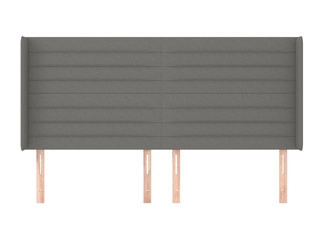 Tête de lit avec oreilles Gris foncé 163x16x118/128 cm Tissu POI90391 BonneVie Meuble