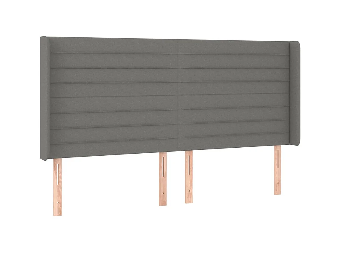 Tête de lit avec oreilles Gris foncé 163x16x118/128 cm Tissu POI90391 BonneVie Meuble