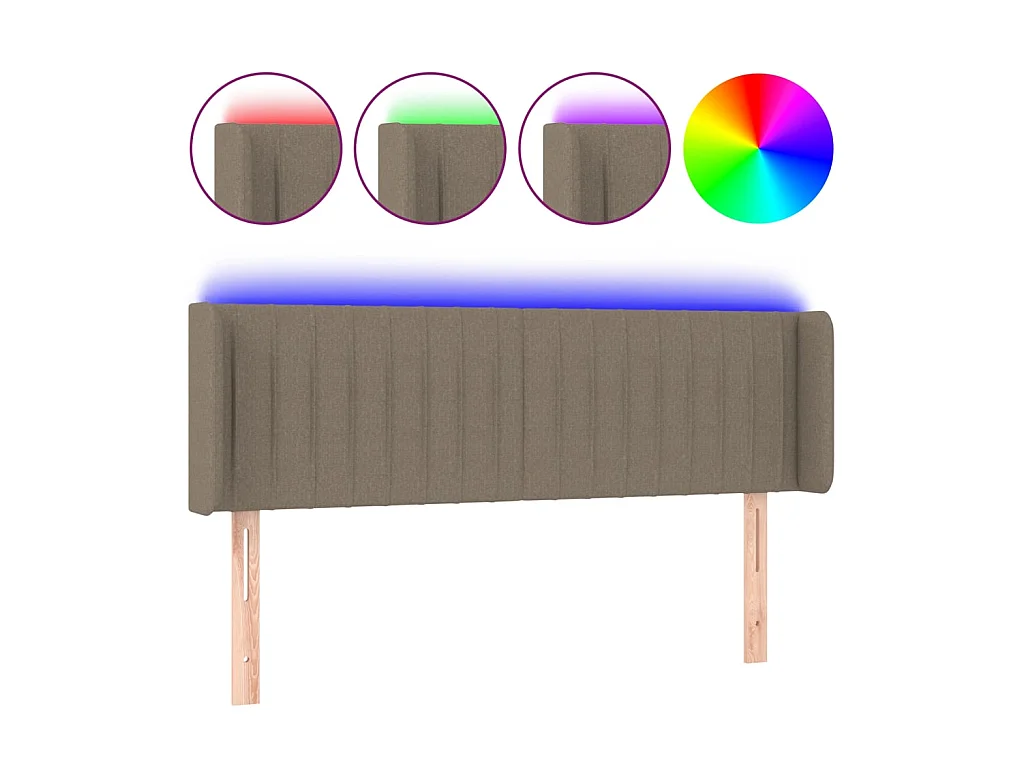 Testiera | Testata del letto a LED Tortora 147x16x78/88 cm in Tessuto