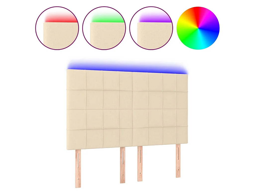 LED Kopfteil,Bettkopfteil Creme 144x5x118/128 cm Stoff -gkd301087