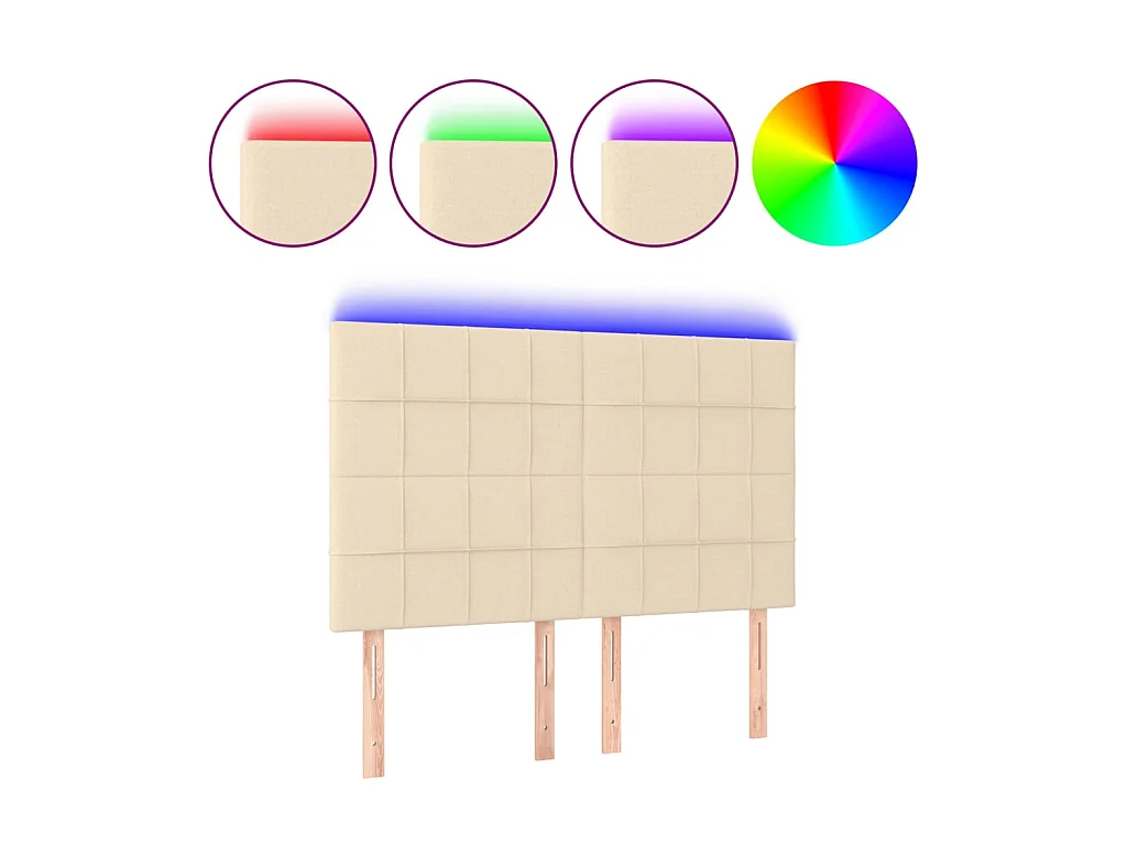 Tête de lit à LED Crème 144x5x118/128 cm Tissu POI96228 BonneVie Meuble
