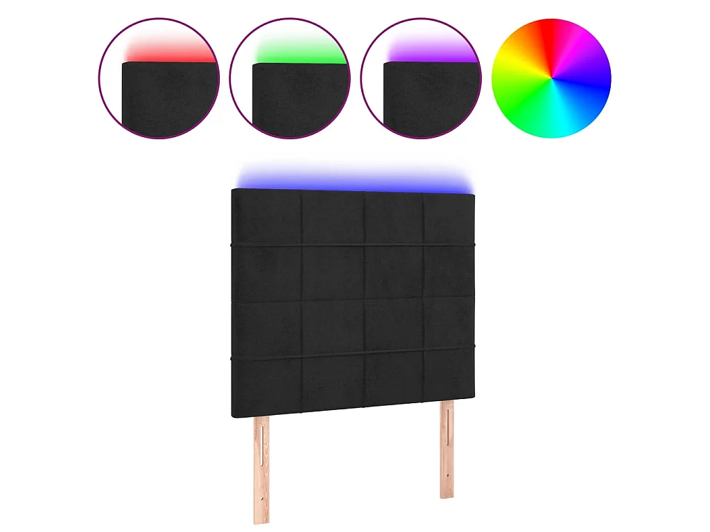 Tête de lit à LED Noir 80x5x118/128 cm Velours POI63375 BonneVie Meuble