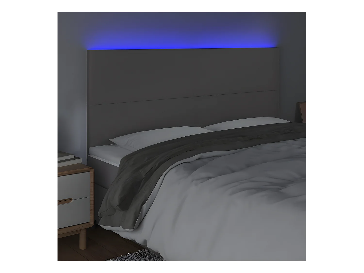 LED Kopfteil,Bettkopfteil Grau 160x5x118/128 cm Kunstleder -gkd231592