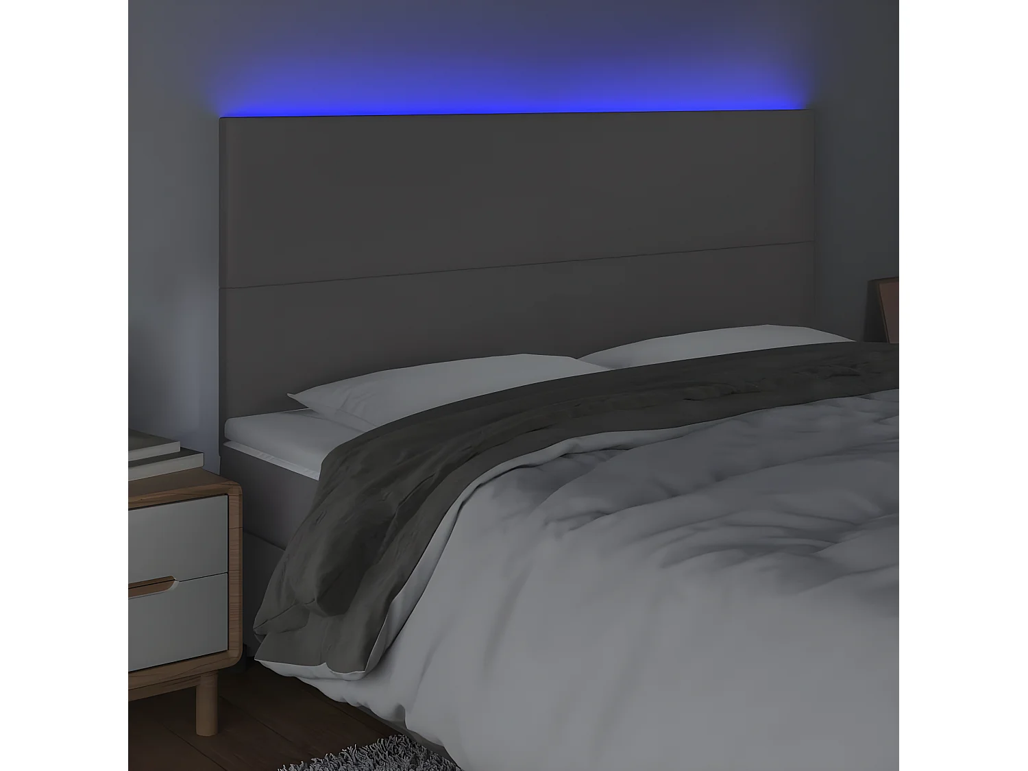 Testiera | Testata del letto a LED Grigio 160x5x118/128cm in Similpelle