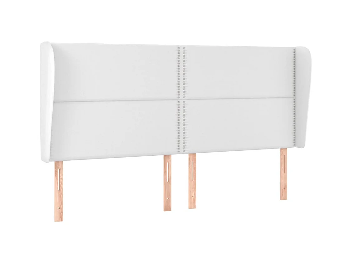 Tête de lit avec oreilles Blanc 203x23x118/128 cm Similicuir POI40478 BonneVie Meuble