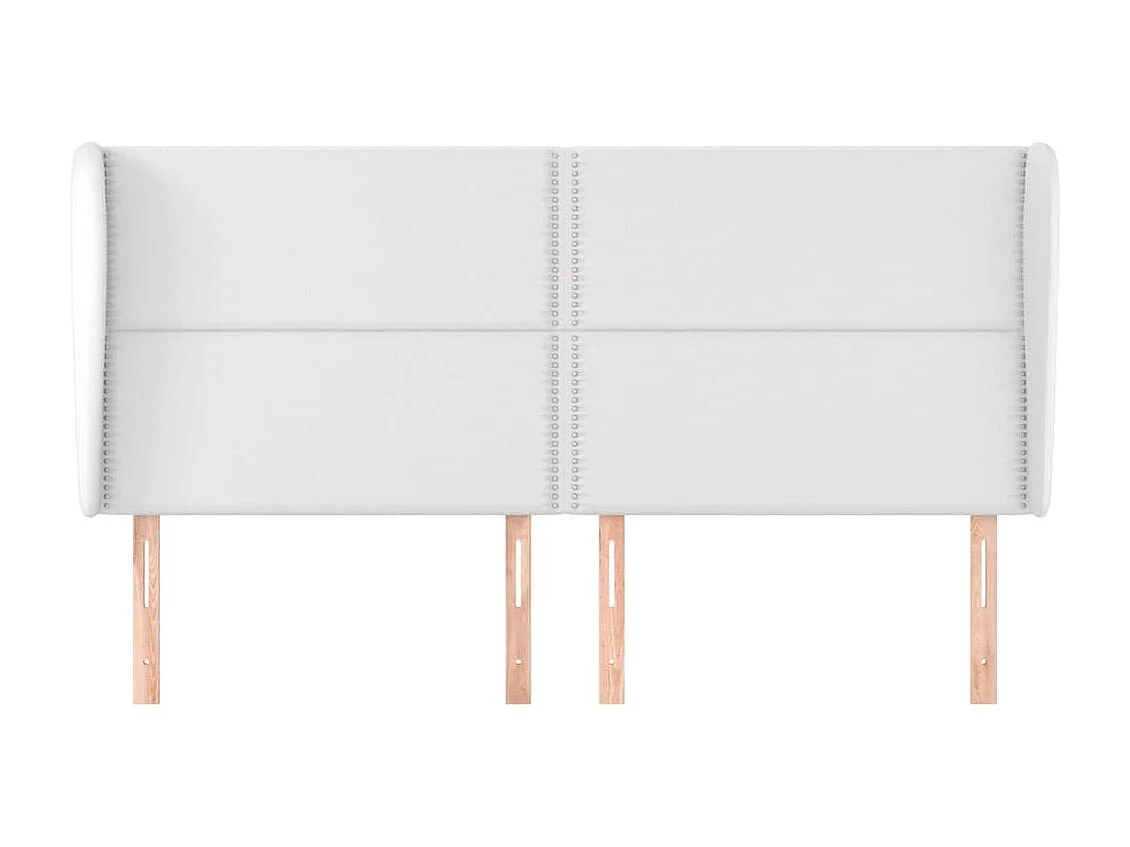 Tête de lit avec oreilles Blanc 203x23x118/128 cm Similicuir POI40478 BonneVie Meuble