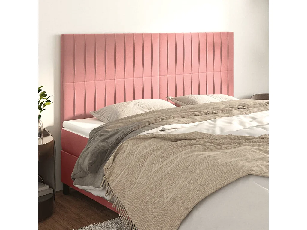 Kopfteil,Bettkopfteile 4 Stk. Rosa 80x5x78/88 cm Samt -gkd463975