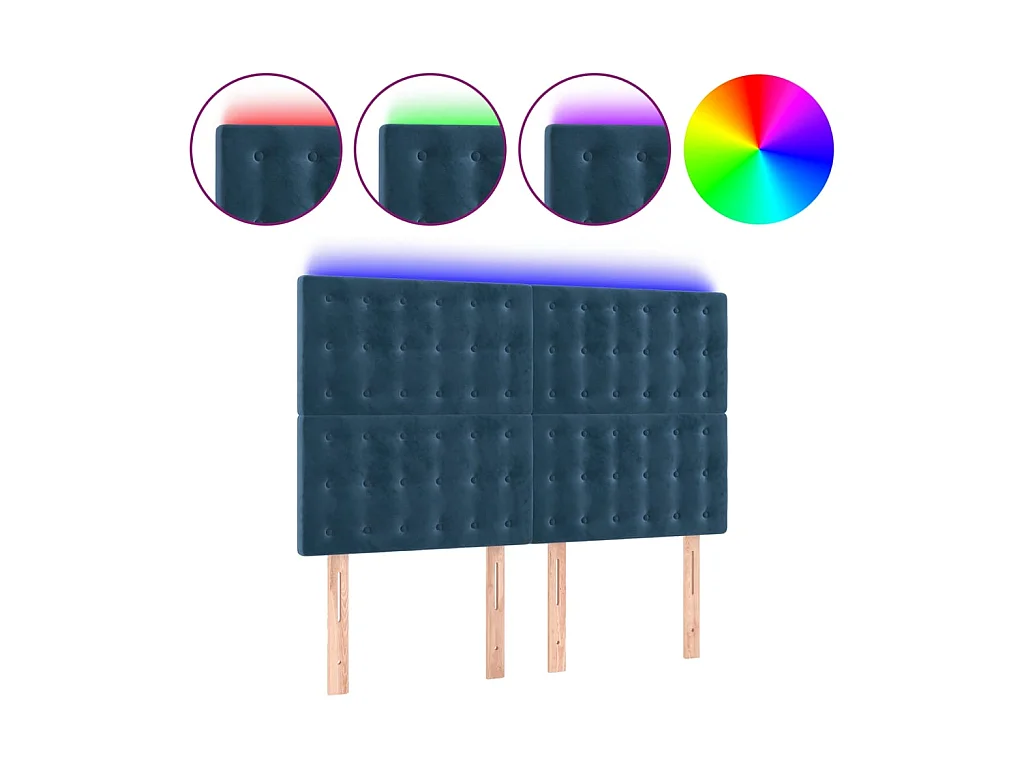 Tête de lit à LED Bleu foncé 144x5x118/128 cm Velours POI47758 BonneVie Meuble