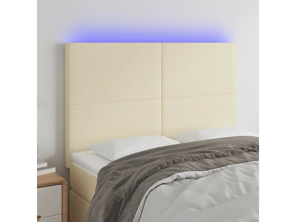 Tête de lit à LED Crème 144x5x118/128 cm Similicuir POI36100 BonneVie Meuble