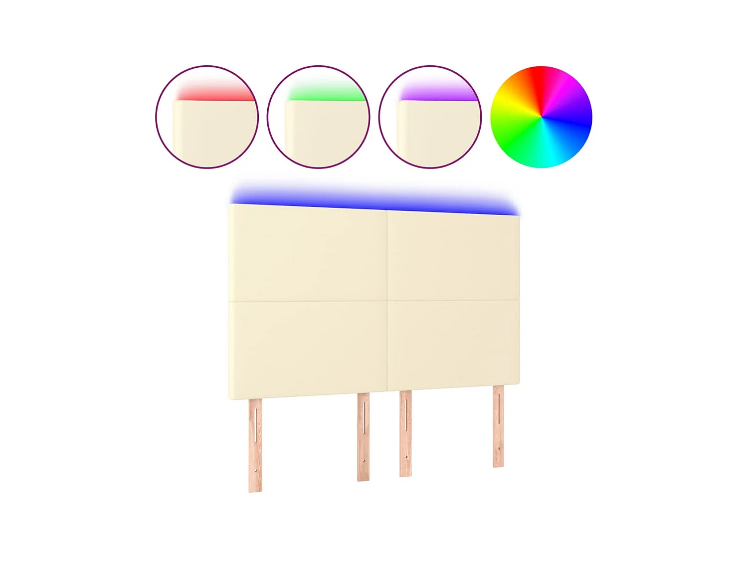 Testiera | Testata del letto a LED Crema 144x5x118/128 cm in Similpelle