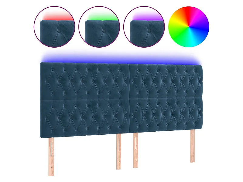 Tête de lit à LED Bleu foncé 200x7x118/128 cm Velours POI23991 BonneVie Meuble
