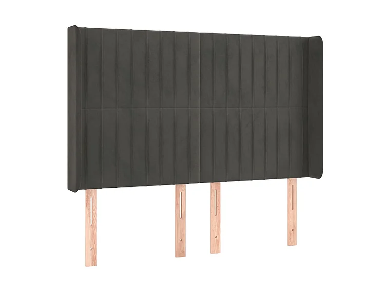 Cabecero con orejas de terciopelo gris oscuro 147x16x118/128 cm ES25933