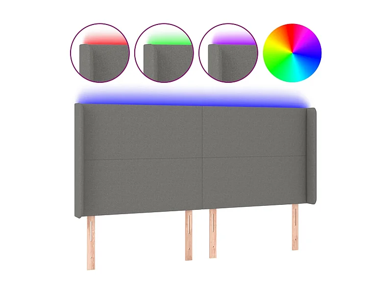 Hoofdbord LED 203x16x118/128 cm stof donkergrijs NL663588