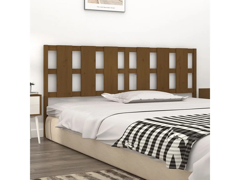 Tête de lit Marron miel 205,5x4x100 cm Bois massif de pin POI56128 BonneVie Meuble