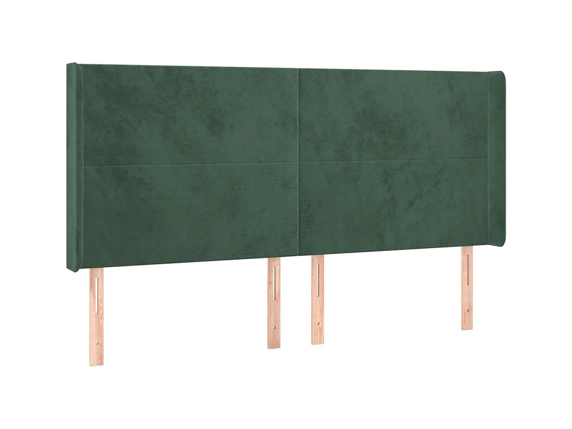 Tête de lit avec oreilles Vert foncé 203x16x118/128 cm Velours POI61037 BonneVie Meuble