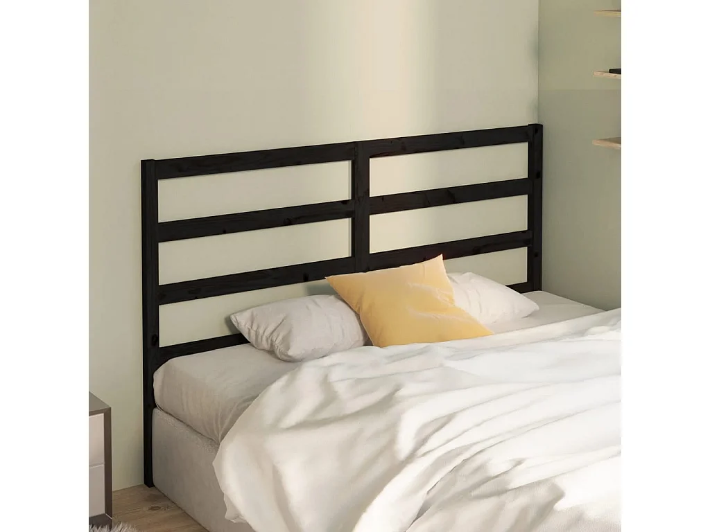 Cabecero de cama madera maciza de pino negro 126x4x100 cm ES33768