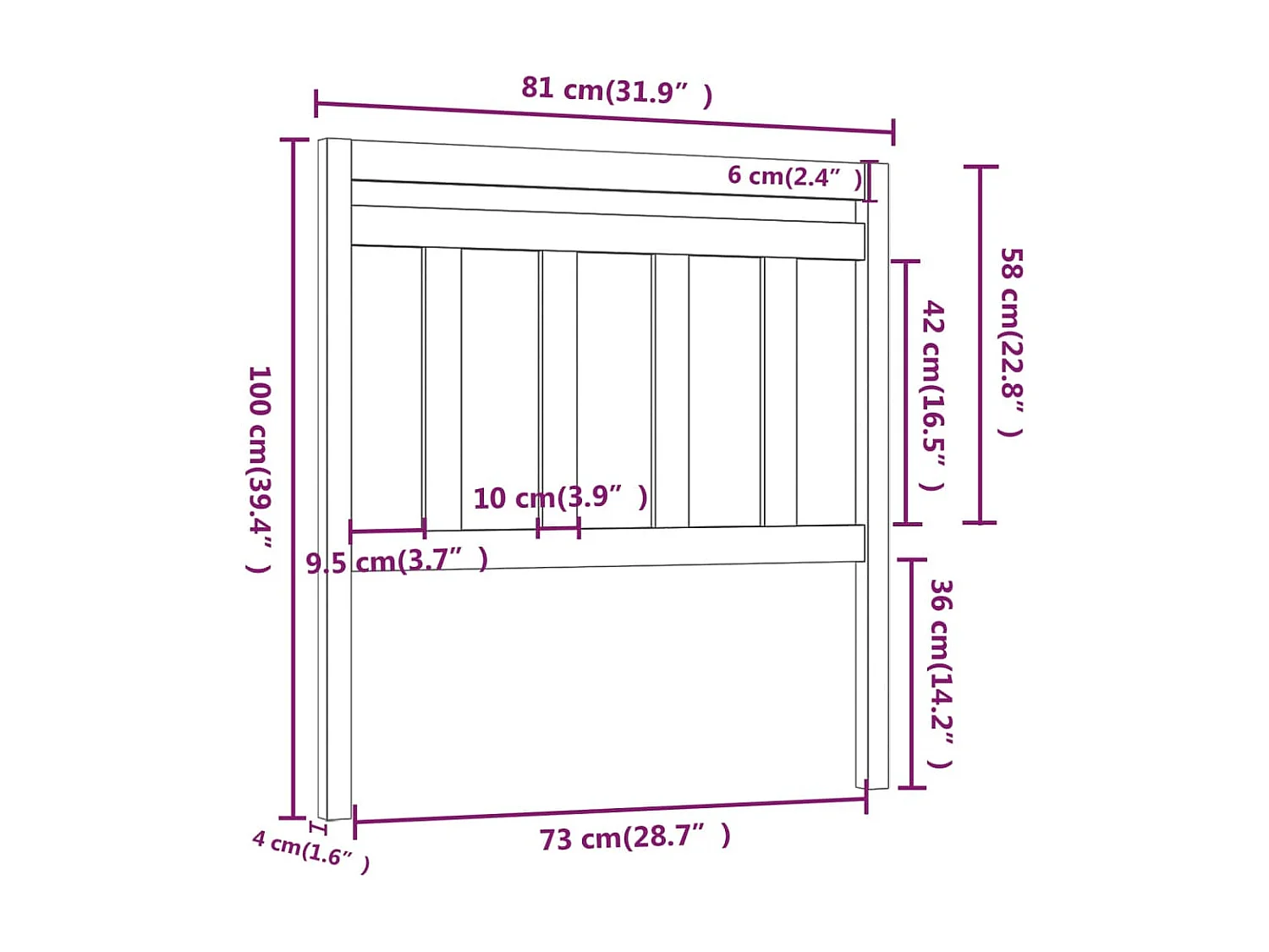 Cabecero de cama madera maciza de pino gris 81x4x100 cm ES40918