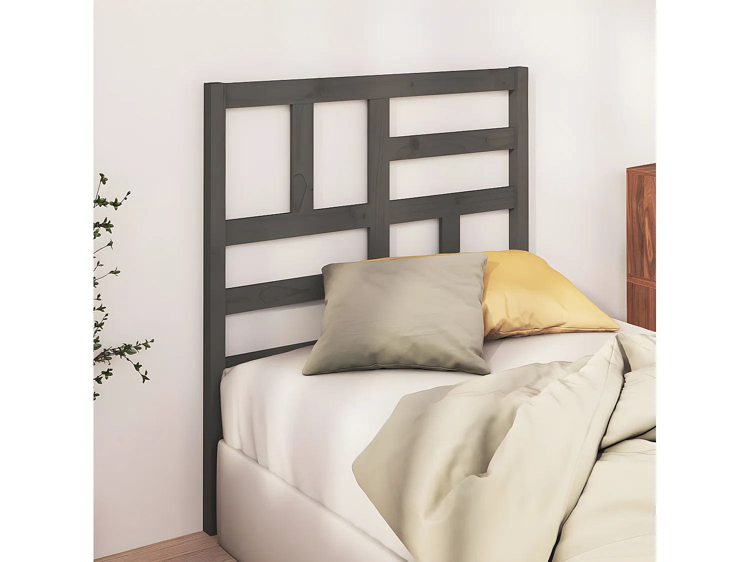 Tête de lit Gris 96x4x104 cm Bois massif de pin POI64331 BonneVie Meuble