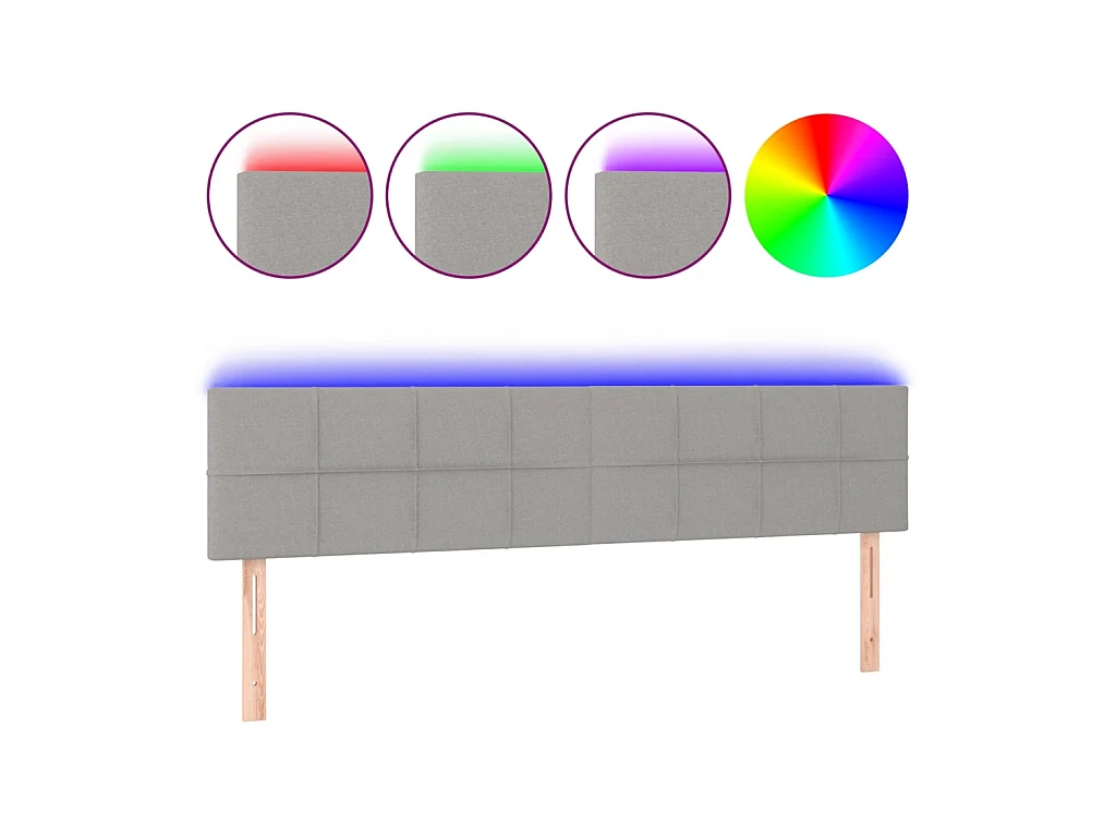 Testiera | Testata del letto a LED Grigio Chiaro 180x5x78/88 cm in Tessuto